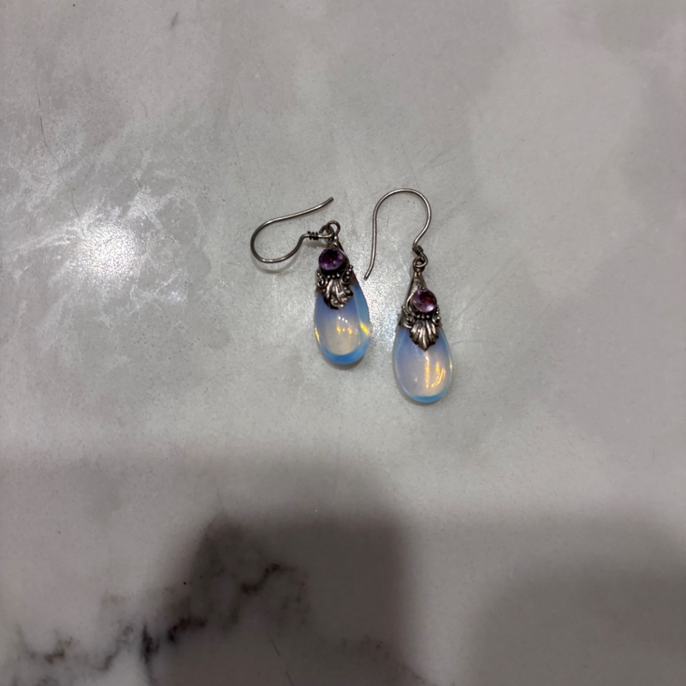 Real Gemstone Drop Earrings - Picture 3 of 5